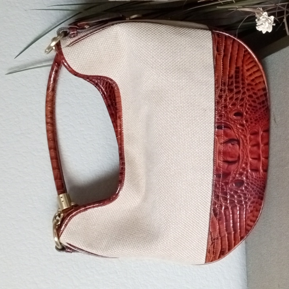 BRAHMIN Large " Duxbury " Pecan Harbor Hobo Shoulder Bag / Purse